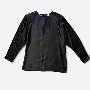 Condor Vintage Silk Top Shirt 90s Tunic Black Women's M 10 Drapey Design